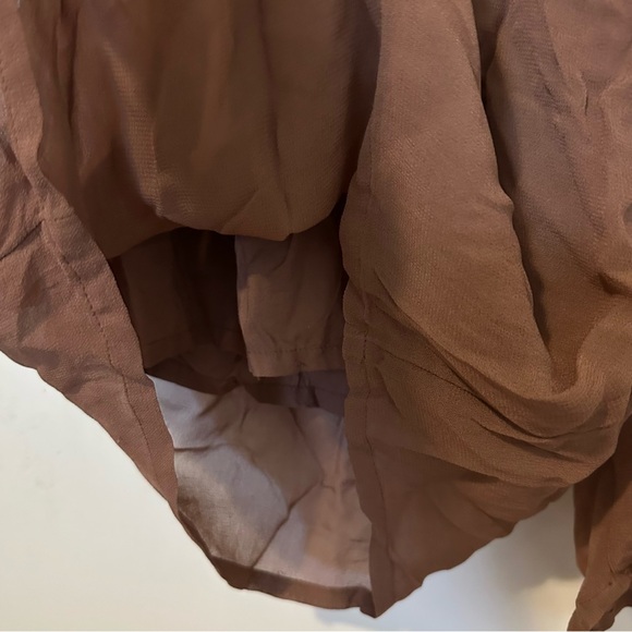 Sundance Smocked Waist Flowy Wide Leg Pants Womens Brown - Picture 3 of 7